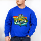 Colorful Kansas Design - States & Cities Unisex Crewneck T-Shirt Sweatshirt Hoodie