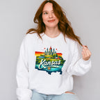 Colorful Kansas Design - States & Cities Unisex Crewneck T-Shirt Sweatshirt Hoodie