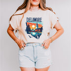Colorful Delaware Design - States & Cities Unisex Crewneck T-Shirt Sweatshirt Hoodie
