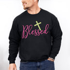 Blessed Cross Design - Christianity Unisex Crewneck T-Shirt Sweatshirt Hoodie
