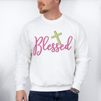 Blessed Cross Design - Christianity Unisex Crewneck T-Shirt Sweatshirt Hoodie