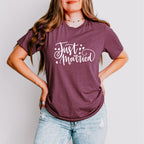 Just Married Cursive Design - Honeymoon Unisex Crewneck T-Shirt Sweatshirt Hoodie