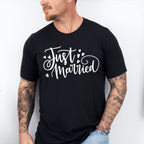 Just Married Cursive Design - Honeymoon Unisex Crewneck T-Shirt Sweatshirt Hoodie
