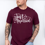 Just Married Cursive Design - Honeymoon Unisex Crewneck T-Shirt Sweatshirt Hoodie
