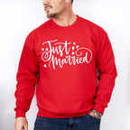 Just Married Cursive Design - Honeymoon Unisex Crewneck T-Shirt Sweatshirt Hoodie