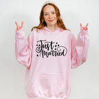 Just Married Cursive Design - Honeymoon Unisex Crewneck T-Shirt Sweatshirt Hoodie