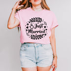 Just Married Leaf Design - Honeymoon Unisex Crewneck T-Shirt Sweatshirt Hoodie