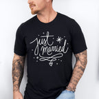 Just Married Star Design - Honeymoon Unisex Crewneck T-Shirt Sweatshirt Hoodie