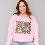 Bride Squad Checkered Brown Design - Bachelorette Unisex Crewneck T-Shirt Sweatshirt Hoodie