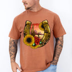 Flowers Horseshoe Design - Western Unisex Crewneck T-Shirt Sweatshirt Hoodie