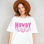 Howdy Horseshoe Design - Cowgirl Unisex Crewneck T-Shirt Sweatshirt Hoodie