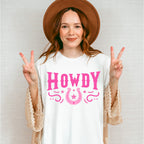 Howdy Horseshoe Design - Cowgirl Unisex Crewneck T-Shirt Sweatshirt Hoodie