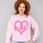 Pink Heart Yeehaw Design - Cowgirl Unisex Crewneck T-Shirt Sweatshirt Hoodie