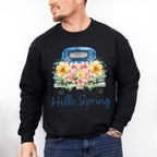 Hello Spring Truck - Spring Unisex Crewneck T-Shirt Sweatshirt Hoodie