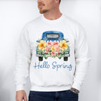 Hello Spring Truck - Spring Unisex Crewneck T-Shirt Sweatshirt Hoodie