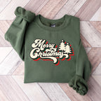 Retro Merry Christmas Trees - Christmas Unisex Crewneck T-Shirt Sweatshirt Hoodie