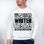 May Explode Under Pressure - Writing Unisex Crewneck T-Shirt Sweatshirt Hoodie