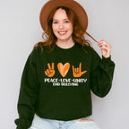 Peace Love Unity Heart Design - Anti Bullying Unisex Crewneck T-Shirt Sweatshirt Hoodie