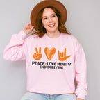 Peace Love Unity Heart Design - Anti Bullying Unisex Crewneck T-Shirt Sweatshirt Hoodie