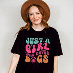 Just A Girl Who Loves Dogs Paw Design - Dogs Unisex Crewneck T-Shirt Sweatshirt Hoodie
