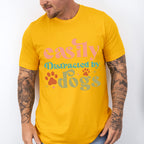 Easily Distracted By Dogs Paw Design - Dogs Unisex Crewneck T-Shirt Sweatshirt Hoodie