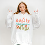 Easily Distracted By Dogs Paw Design - Dogs Unisex Crewneck T-Shirt Sweatshirt Hoodie