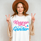 Keeper Of The Gender Pink And Blue Design - Gender Reveal Unisex Crewneck T-Shirt Sweatshirt Hoodie