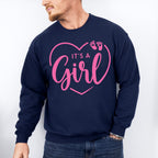 It's A Girl Heart Design - Gender Reveal Unisex Crewneck T-Shirt Sweatshirt Hoodie
