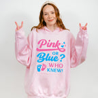 Pink Or Blue Who Knew - Gender Reveal Unisex Crewneck T-Shirt Sweatshirt Hoodie