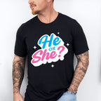 He Or She Blue And Pink Design - Gender Reveal Unisex Crewneck T-Shirt Sweatshirt Hoodie