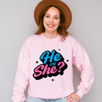 He Or She Blue And Pink Design - Gender Reveal Unisex Crewneck T-Shirt Sweatshirt Hoodie