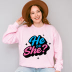 He Or She Blue And Pink Design - Gender Reveal Unisex Crewneck T-Shirt Sweatshirt Hoodie