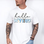 Hello Winter Cursive Design - Winter Unisex Crewneck T-Shirt Sweatshirt Hoodie