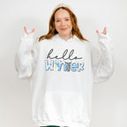 Hello Winter Cursive Design - Winter Unisex Crewneck T-Shirt Sweatshirt Hoodie