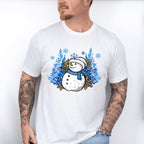 Snowman Blue Trees Design - Winter Unisex Crewneck T-Shirt Sweatshirt Hoodie