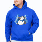 Snowman Blue Trees Design - Winter Unisex Crewneck T-Shirt Sweatshirt Hoodie