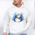 Snowman Blue Trees Design - Winter Unisex Crewneck T-Shirt Sweatshirt Hoodie