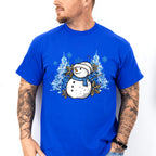 Snowman Blue Trees Design - Winter Unisex Crewneck T-Shirt Sweatshirt Hoodie