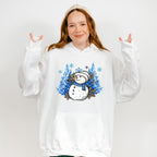 Snowman Blue Trees Design - Winter Unisex Crewneck T-Shirt Sweatshirt Hoodie