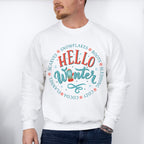 Hello Winter Mitten Design - Winter Unisex Crewneck T-Shirt Sweatshirt Hoodie
