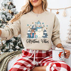 Christmas Vibes Snowman And Reindeer - Winter Unisex Crewneck T-Shirt Sweatshirt Hoodie