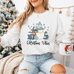 Christmas Vibes Snowman And Reindeer - Winter Unisex Crewneck T-Shirt Sweatshirt Hoodie