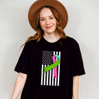 Ribbon USA Flag Design - Metastatic Breast Cancer Unisex Crewneck T-Shirt Sweatshirt Hoodie
