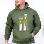 Ribbon USA Flag Design - Metastatic Breast Cancer Unisex Crewneck T-Shirt Sweatshirt Hoodie