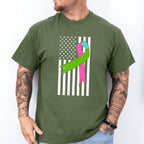 Ribbon USA Flag Design - Metastatic Breast Cancer Unisex Crewneck T-Shirt Sweatshirt Hoodie