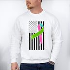 Ribbon USA Flag Design - Metastatic Breast Cancer Unisex Crewneck T-Shirt Sweatshirt Hoodie