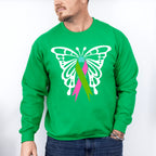 Butterfly Ribbon Design - Metastatic Breast Cancer Unisex Crewneck T-Shirt Sweatshirt Hoodie