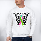 Butterfly Ribbon Design - Metastatic Breast Cancer Unisex Crewneck T-Shirt Sweatshirt Hoodie