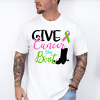 Give Cancer The Boot - Metastatic Breast Cancer Unisex Crewneck T-Shirt Sweatshirt Hoodie