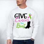 Give Cancer The Boot - Metastatic Breast Cancer Unisex Crewneck T-Shirt Sweatshirt Hoodie